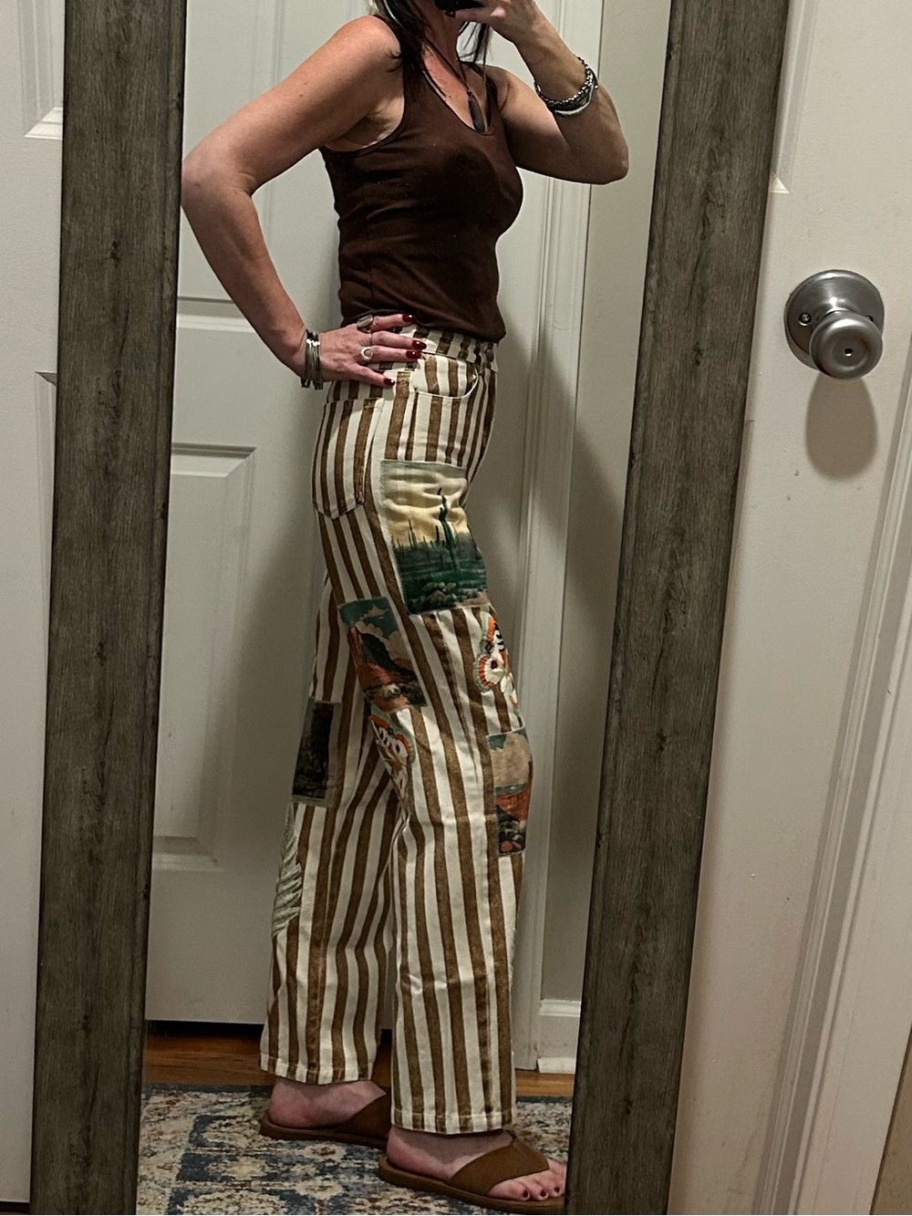 ❌SOLD❌ NWT Free People X Denim And Bone Roadtrip Striped Jeans Size XS (24) - Picture 6 of 16